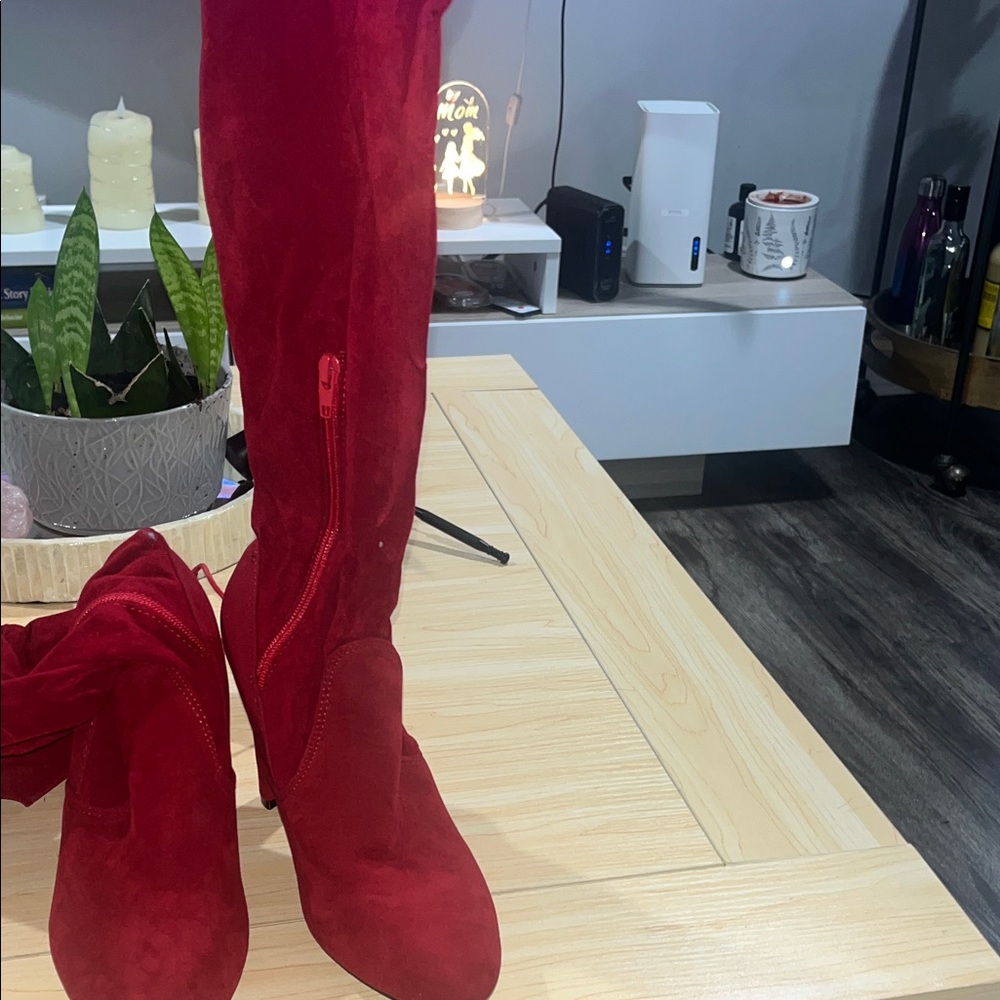 SHEIN Red Over the Knee Boots